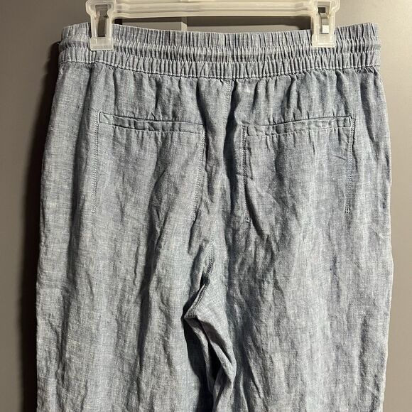 Athleta 100% Linen Retreat Linen Jogger Pants Chambray 8 Lagenlook Elastic Waist - Picture 6 of 9